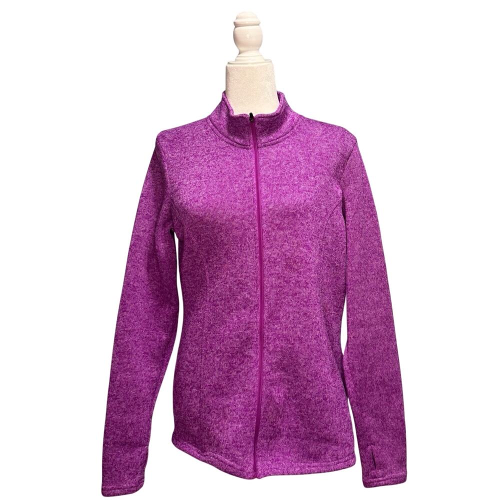 Danskin Now Womens L Fleece Zip Jacket Mockneck Autumn Lightweight Cozy Outdoor